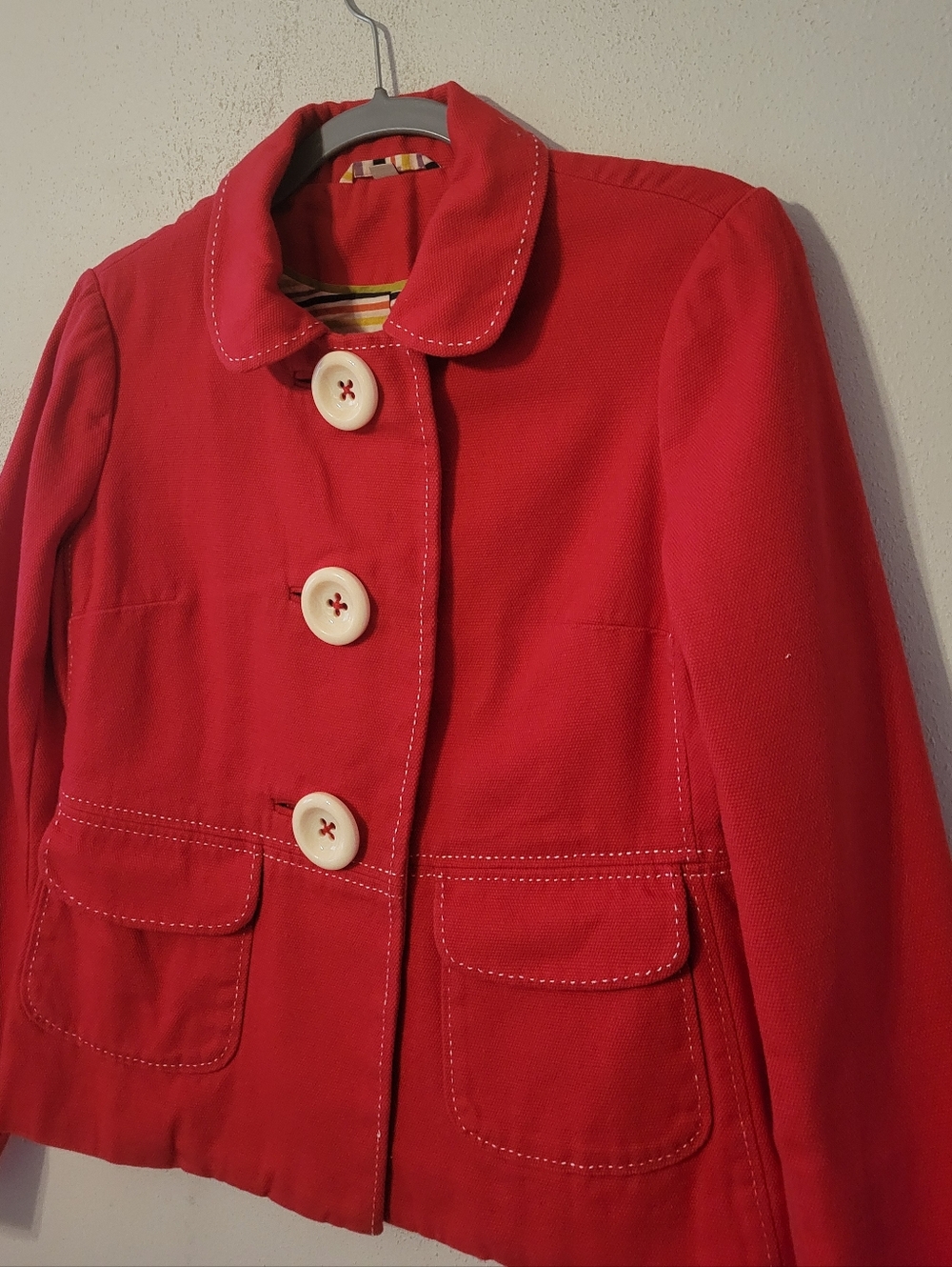 Boden Retro Cropped Blazer - Red - Picture 2 of 7